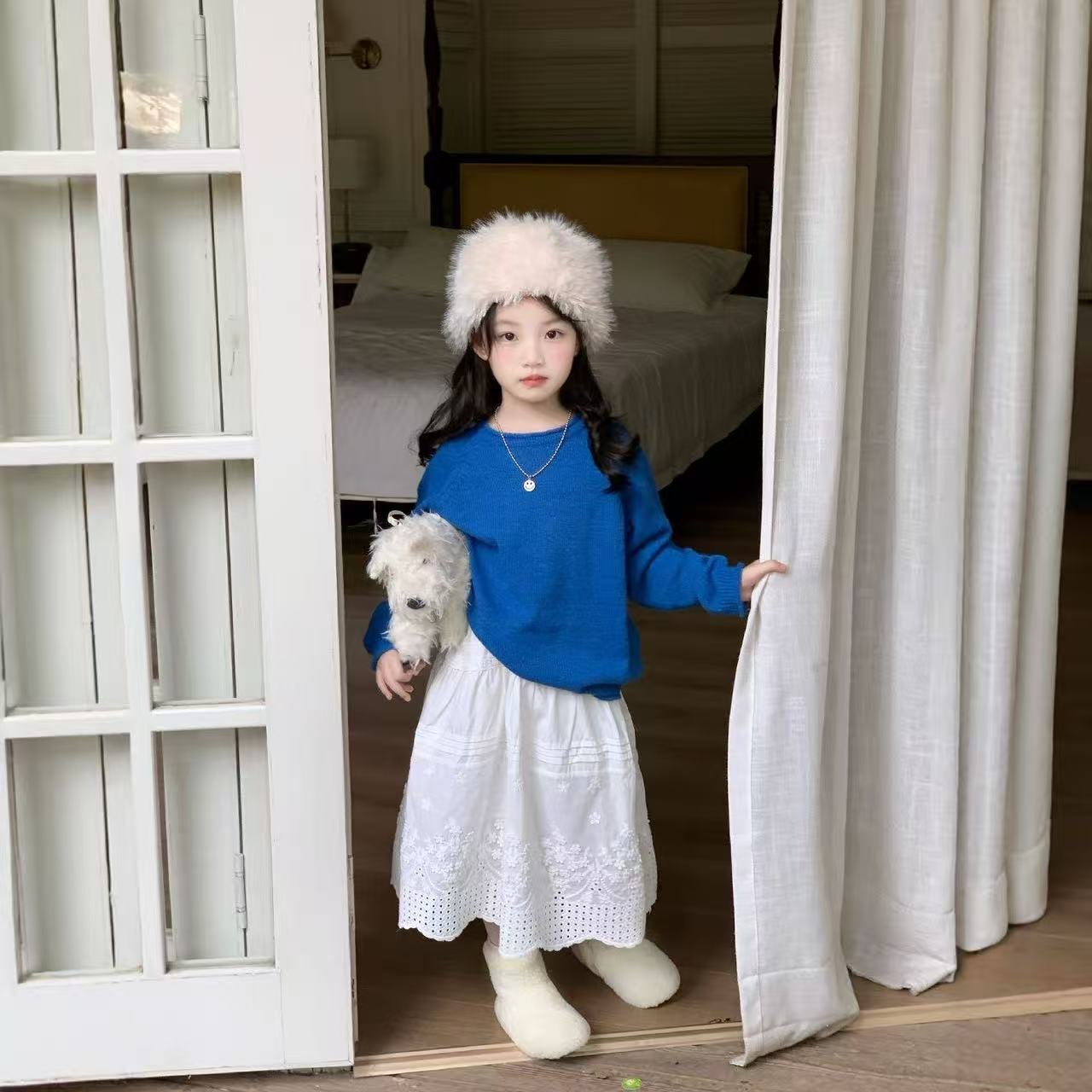 Suéter de Tricô Azul Solto par - Baby Clothing Jumpers avaliação e preço