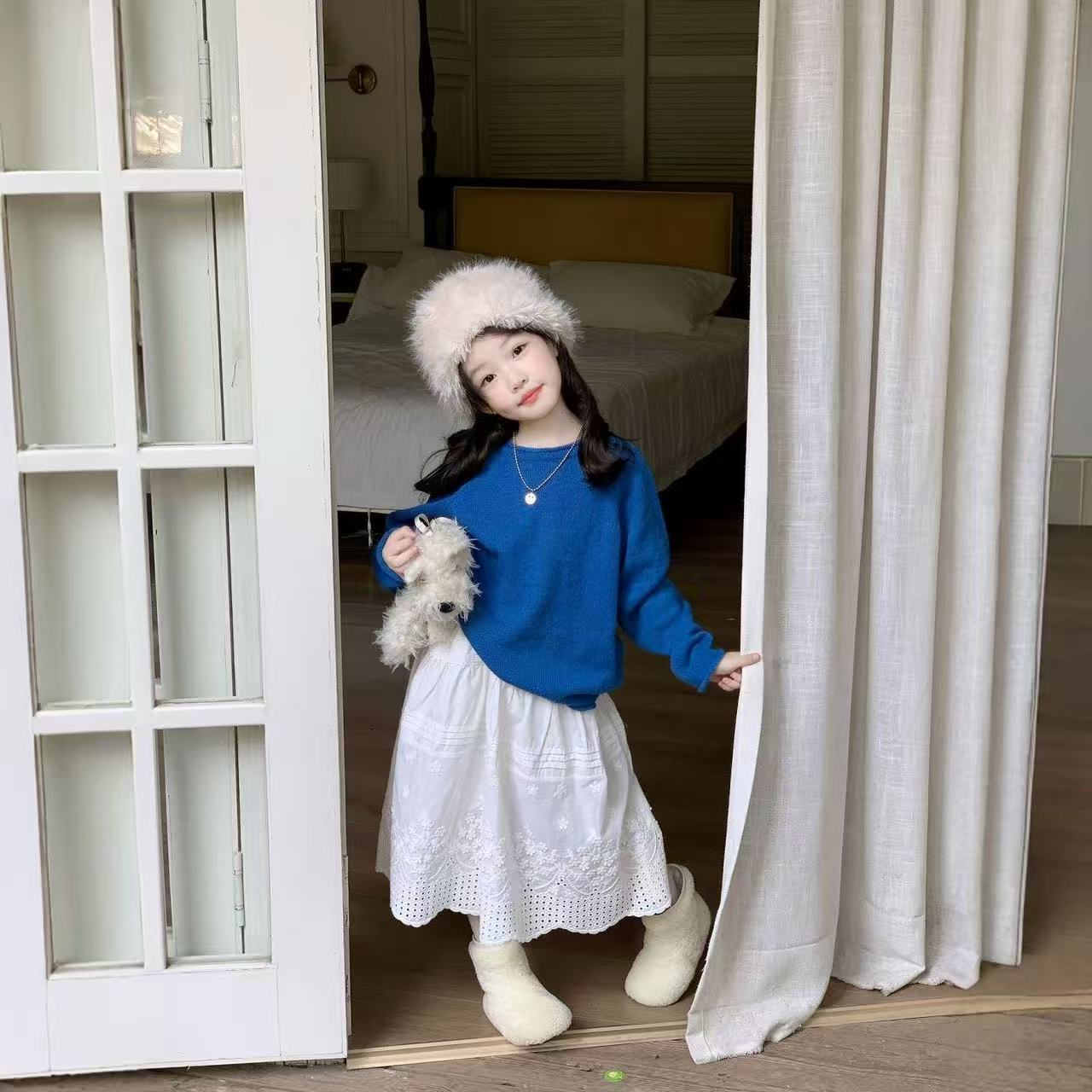 Suéter de Tricô Azul Solto par - Baby Clothing Jumpers avaliação e preço